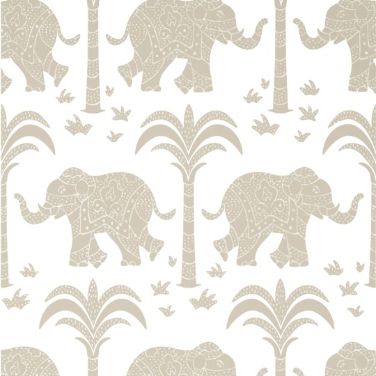 Thibaut T16205 Kismet Elephant Beige - tapeta w słonie i palmy