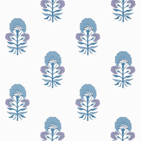 Thibaut T16216 Kismet Tybee Bud Lavender and Blue - tapeta w symetryczne kwiaty
