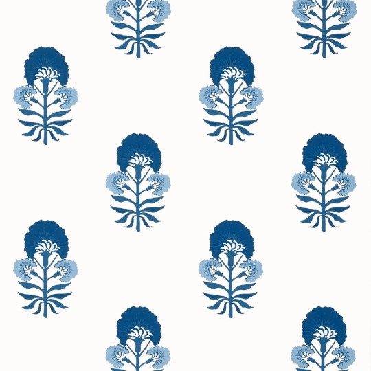 Thibaut T16217 Kismet Tybee Bud Blue and White - tapeta w symetryczne kwiaty