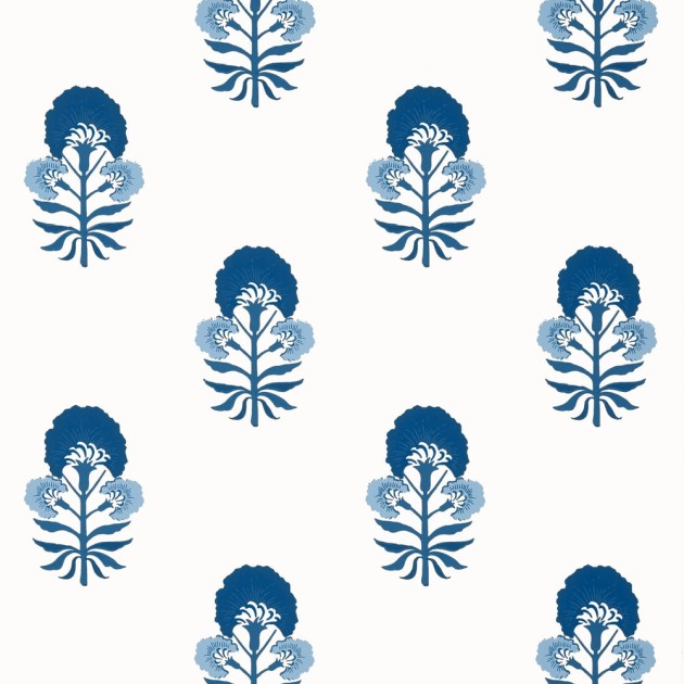 Thibaut T16217 Kismet Tybee Bud Blue and White - tapeta w symetryczne kwiaty
