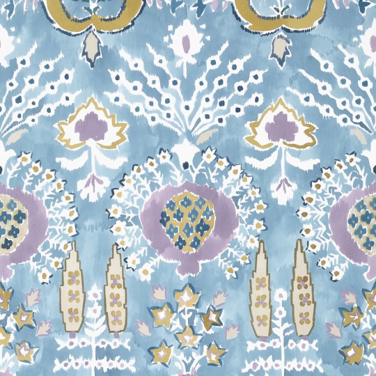 Thibaut T16244 Kismet Mendoza Suzani French Blue and Lavender - tapeta w motyw suzani