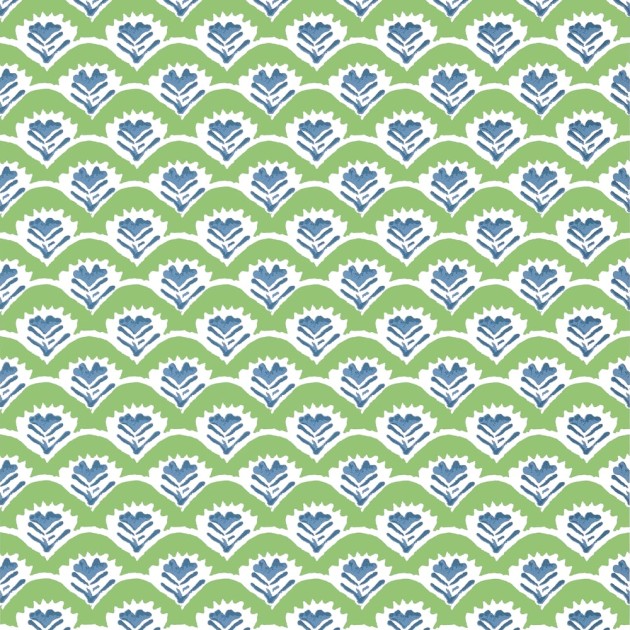 Thibaut T16251 Kismet Emily Green and Blue - tapeta w stylizowane kwiaty