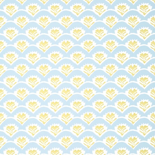 Thibaut T16253 Kismet Emily Yellow and Blue - tapeta w stylizowane kwiaty