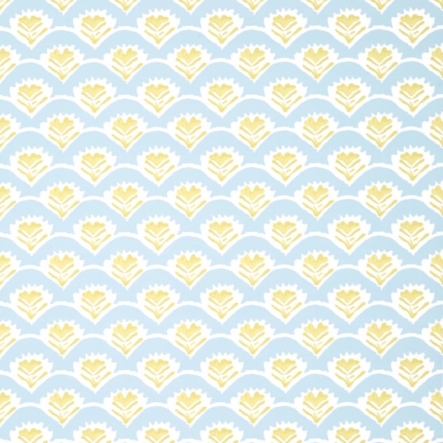 Thibaut T16253 Kismet Emily Yellow and Blue - tapeta w stylizowane kwiaty