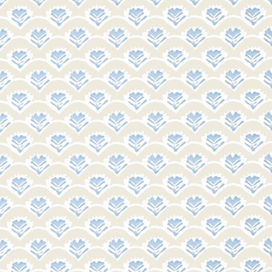 Thibaut T16256 Kismet Emily Beige and Blue - tapeta w stylizowane kwiaty