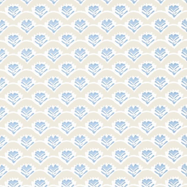 Thibaut T16256 Kismet Emily Beige and Blue - tapeta w stylizowane kwiaty