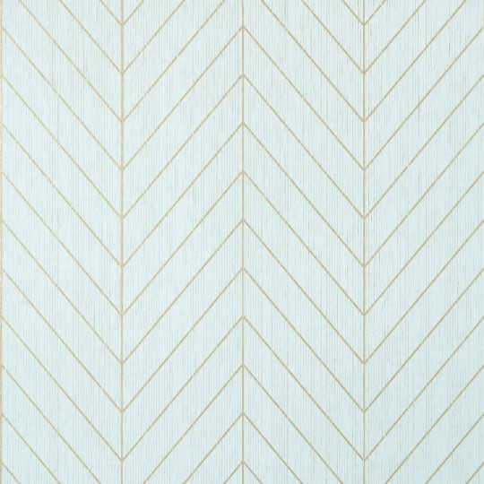 Thibaut T41007 Modern Resource 4 Land Bridge Robin's Egg and Metallic Gold - tapeta strukturalna w jodełkę