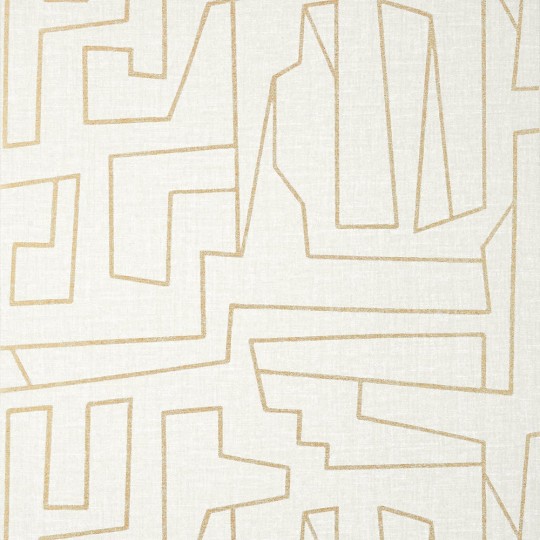 Thibaut T41029 Modern Resource 4 Matrix Metallic Gold on Beige - tapeta imitująca tkaninę w abstrakcyjne linie