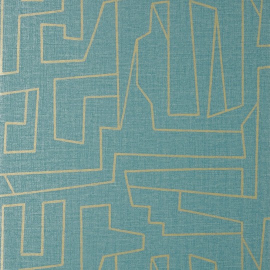 Thibaut T41032 Modern Resource 4 Matrix Metallic Gold and Teal - tapeta imitująca tkaninę w abstrakcyjne linie