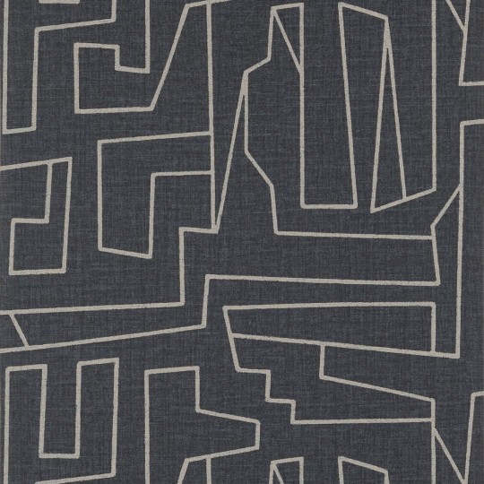 Thibaut T41033 Modern Resource 4 Matrix Off White on Black - tapeta imitująca tkaninę w abstrakcyjne linie