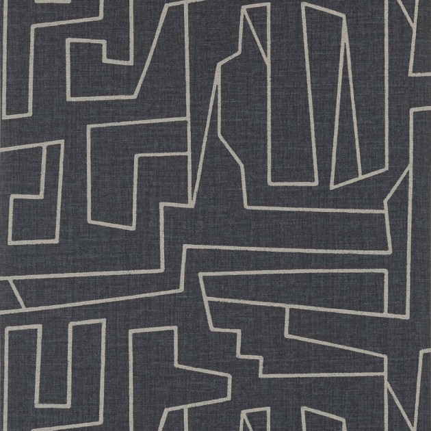 Thibaut T41033 Modern Resource 4 Matrix Off White on Black - tapeta imitująca tkaninę w abstrakcyjne linie