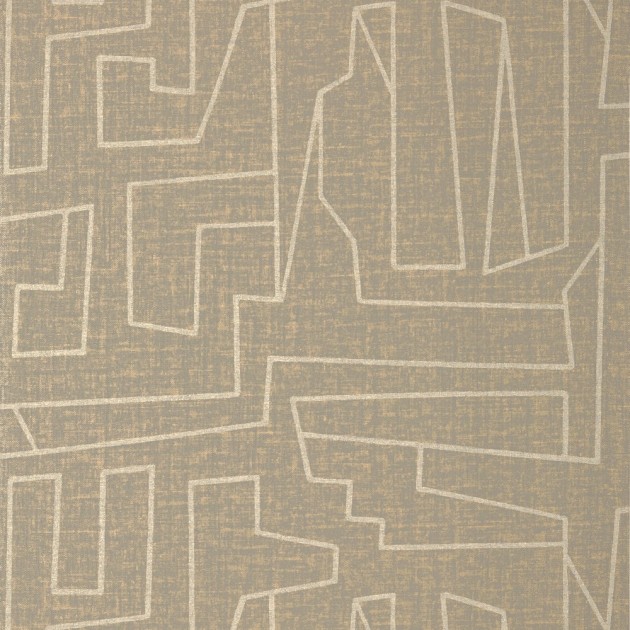 Thibaut T41034 Modern Resource 4 Matrix Metallic Gold and Grey - tapeta imitująca tkaninę w abstrakcyjne linie