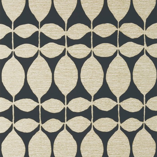 Thibaut T41047 Modern Resource 4 Lola Metallic Gold on Black - tapeta w liście