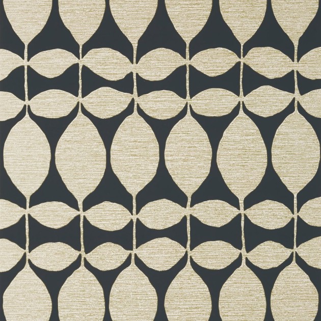 Thibaut T41047 Modern Resource 4 Lola Metallic Gold on Black - tapeta w liście