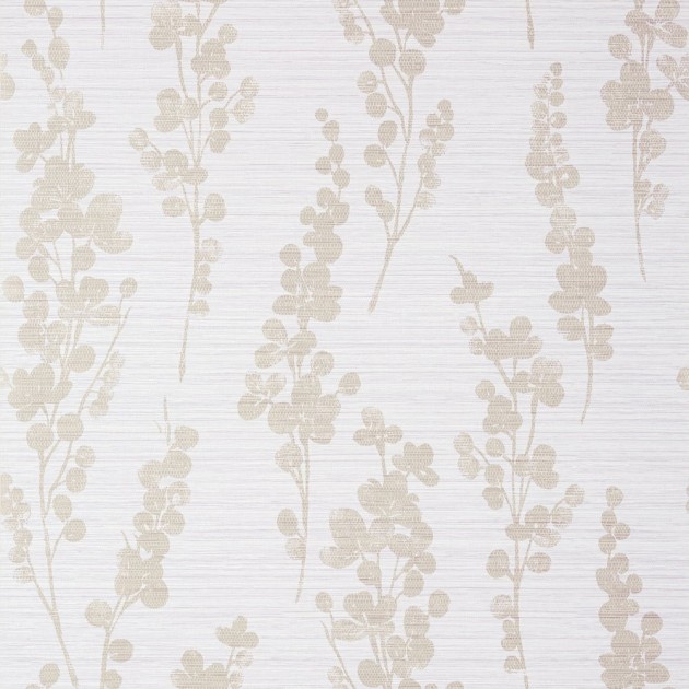 Thibaut T41052 Modern Resource 4 Spring Blooms Metallic Pewter on Lavender - tapeta strukturalna w roślinny motyw
