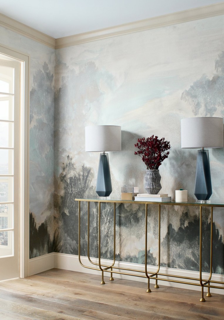 Thibaut TM41055 Modern Resource 4 Twilight Mural Blue - mural w roślinny krajobraz