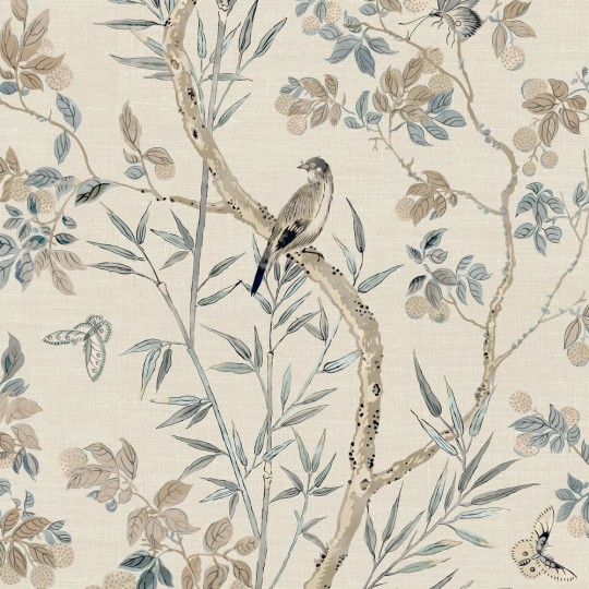 Thibaut T42012 Sojourn Claire Neutral - tapeta w drzewo i ptaki