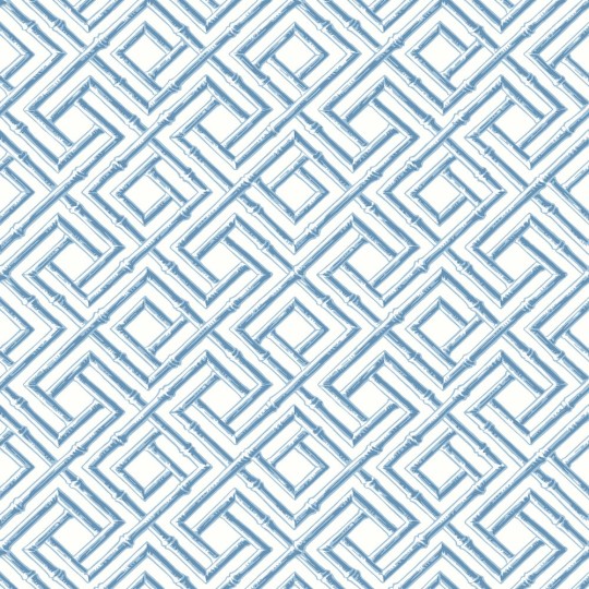 Thibaut T42048 Sojourn French Lattice Blue - tapeta w bambusową kratownicę