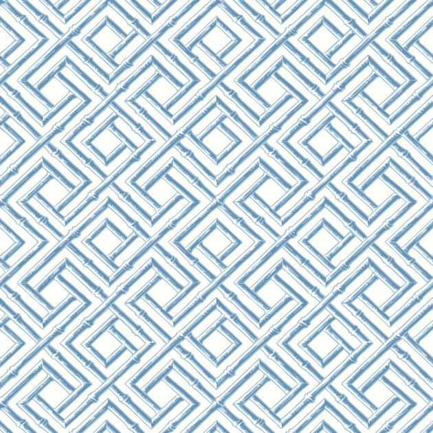 Thibaut T42048 Sojourn French Lattice Blue - tapeta w bambusową kratownicę