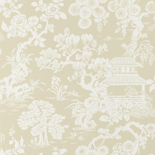 Thibaut T13300 Pavilion Japanese Garden Beige - tapeta w motyw japońskiego ogrodu