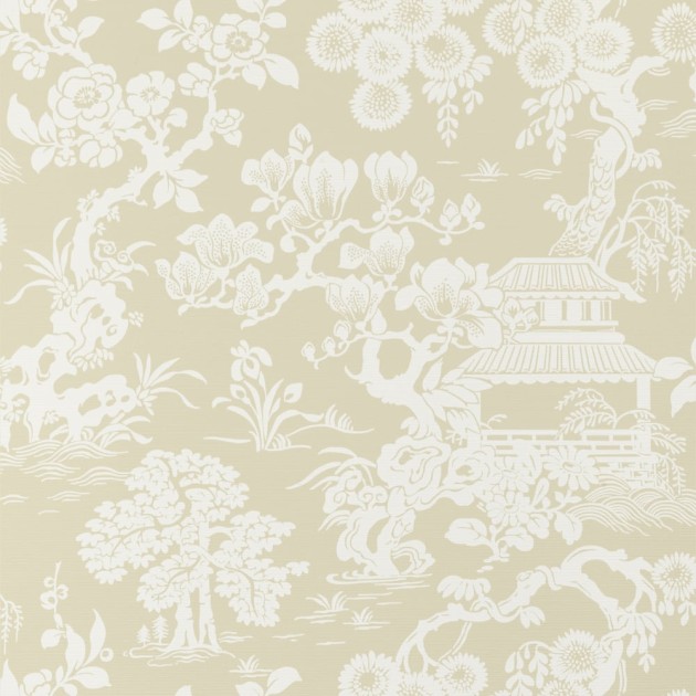 Thibaut T13300 Pavilion Japanese Garden Beige - tapeta w motyw japońskiego ogrodu