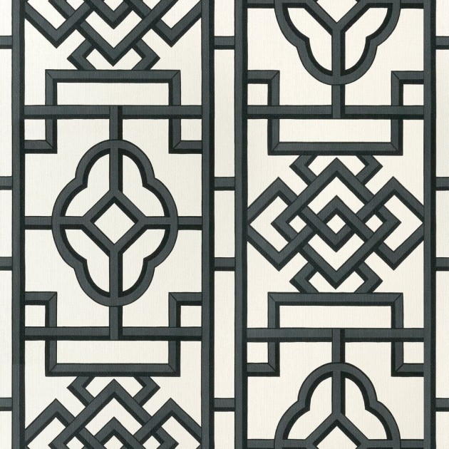 Thibaut T13315 Pavilion Gateway Black - tapeta w geometryczny motyw