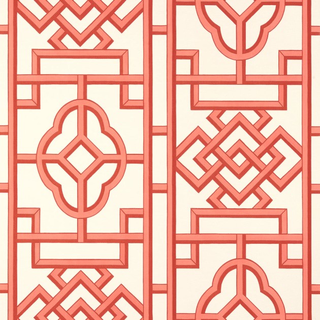 Thibaut T13316 Pavilion Gateway Coral - tapeta w geometryczny motyw