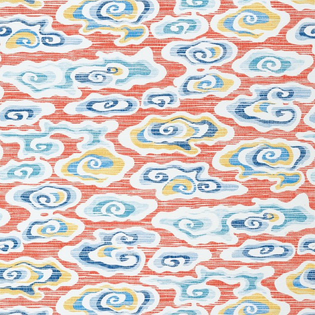 Thibaut T13320 Pavilion Clear Clouds Coral - tapeta w motyw japońskich chmur