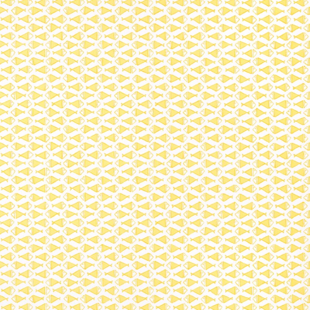 Thibaut T13323 Pavilion Pisces Yellow - tapeta w geometryczne ryby