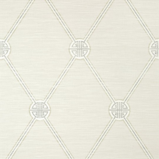 Thibaut T13349 Pavilion Turnberry Trellis Neutral - tapeta w kratownicę na tle imitującym materiał