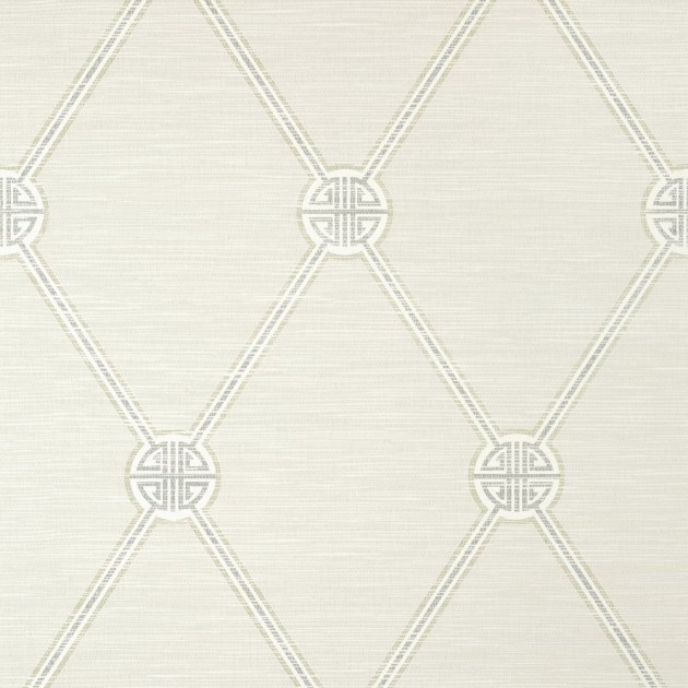 Thibaut T13349 Pavilion Turnberry Trellis Neutral - tapeta w kratownicę na tle imitującym materiał