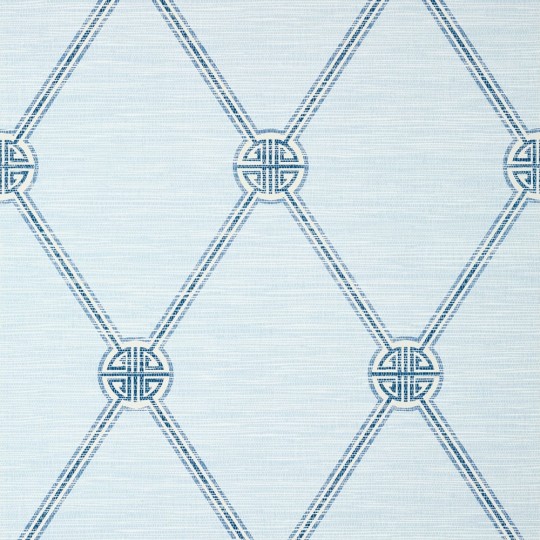 Thibaut T13350 Pavilion Turnberry Trellis Spa Blue - tapeta w kratownicę na tle imitującym materiał