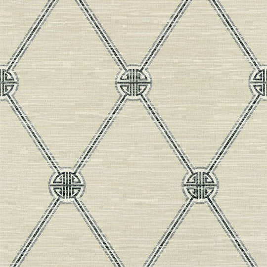 Thibaut T13355 Pavilion Turnberry Trellis Charcoal - tapeta w kratownicę na tle imitującym materiał