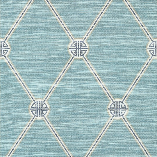 Thibaut T13391 Pavilion Turnberry Trellis Mineral - tapeta w kratownicę na tle imitującym materiał