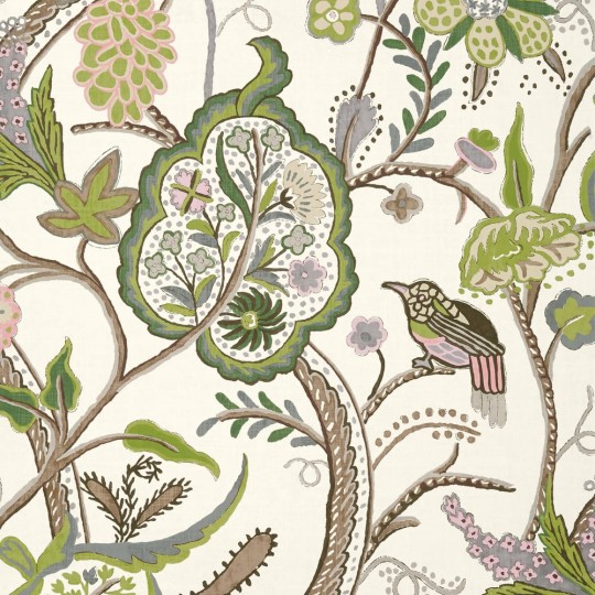 Thibaut T14306 Canopy Windsor Brown and Green - tapeta w kwiaty w stylu jakobińskim