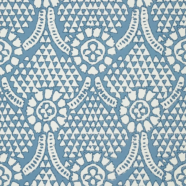 Thibaut T14314 Canopy Chamomile Blue and White - tapeta w ornamenty