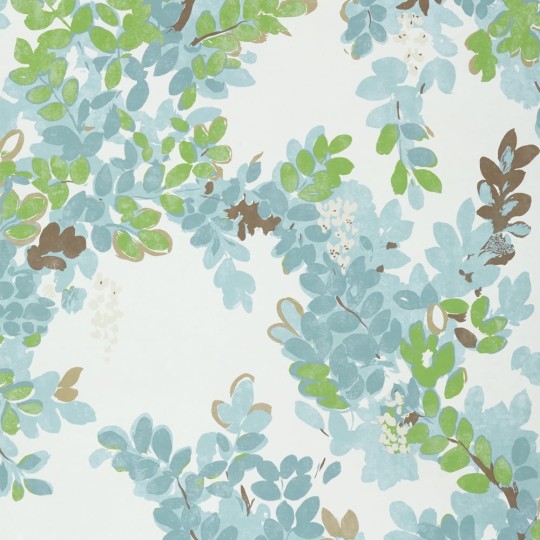 Thibaut T14335 Canopy Central Park Spa Blue - tapeta w liście i kwiaty