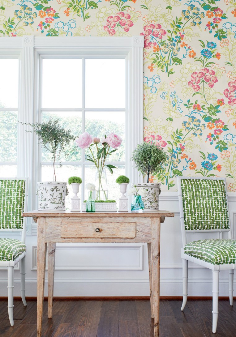 Thibaut T14337 Canopy Spring Garden Navy - tapeta w kwiaty