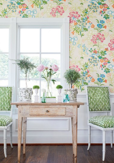 Thibaut T14337 Canopy Spring Garden Navy - tapeta w kwiaty