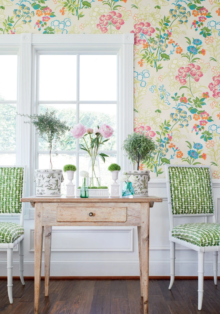 Thibaut T14339 Canopy Spring Garden Spa Blue - tapeta w kwiaty