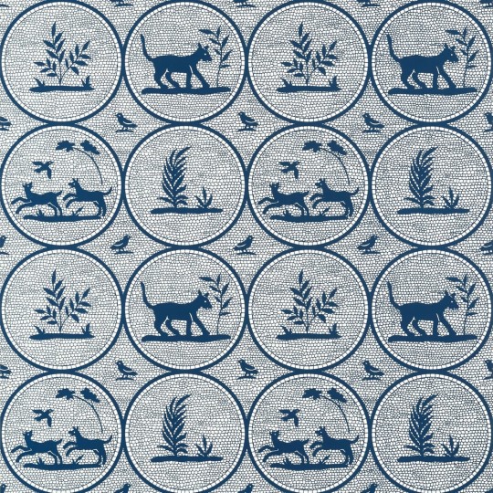 Thibaut T14348 Canopy Dooley Navy - tapeta w rośliny i zwierzęta