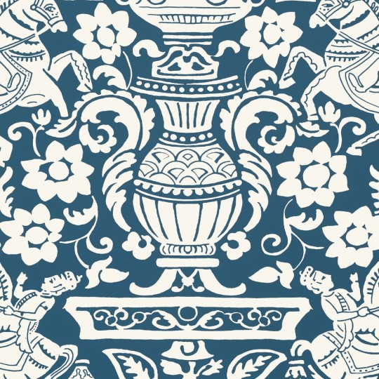 Thibaut T14362 Canopy Galway Navy - tapeta w stylizowane konie