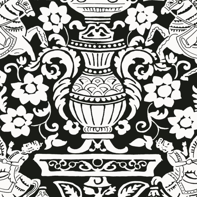 Thibaut T14365 Canopy Galway Black - tapeta w stylizowane konie