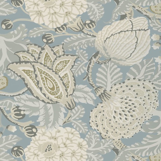 Thibaut T2948 Paramount Mitford Aqua - tapeta w stylizowane kwiaty
