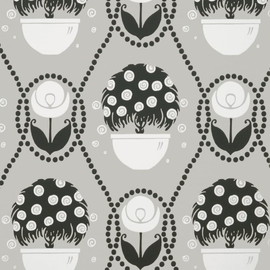 Thibaut T2958 Paramount Rene Black and Beige - tapeta w kwiaty i drzewa doniczkowe