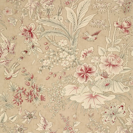 Thibaut T13601 Grand Palace Rosalind Beige - tapeta w liście i ptaki