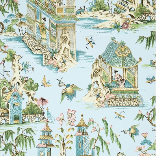 Thibaut T13615 Grand Palace Spa Blue - tapeta w scenki rodzajowe