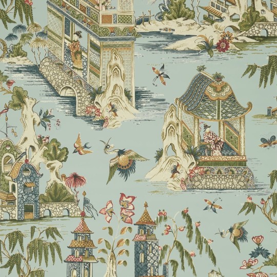 Thibaut T13617 Grand Palace Mist - tapeta w scenki rodzajowe