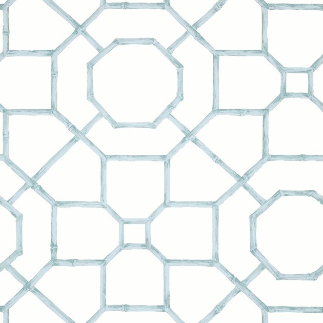 Thibaut T13671 Grand Palace Arbor Mist - tapeta w bambusową kratownicę