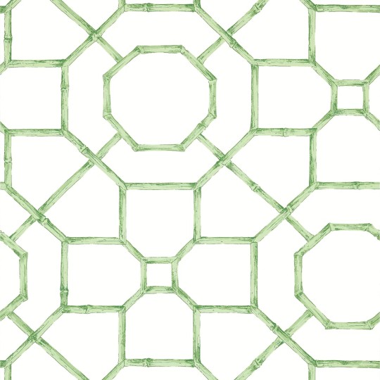 Thibaut T13674 Grand Palace Arbor Green - tapeta w bambusową kratownicę